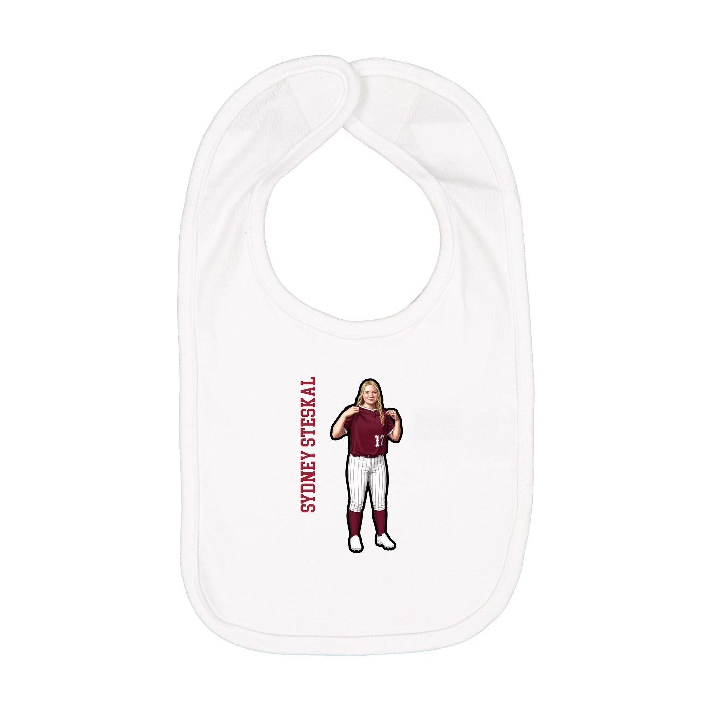 Infant Bib — Name Vertical in White