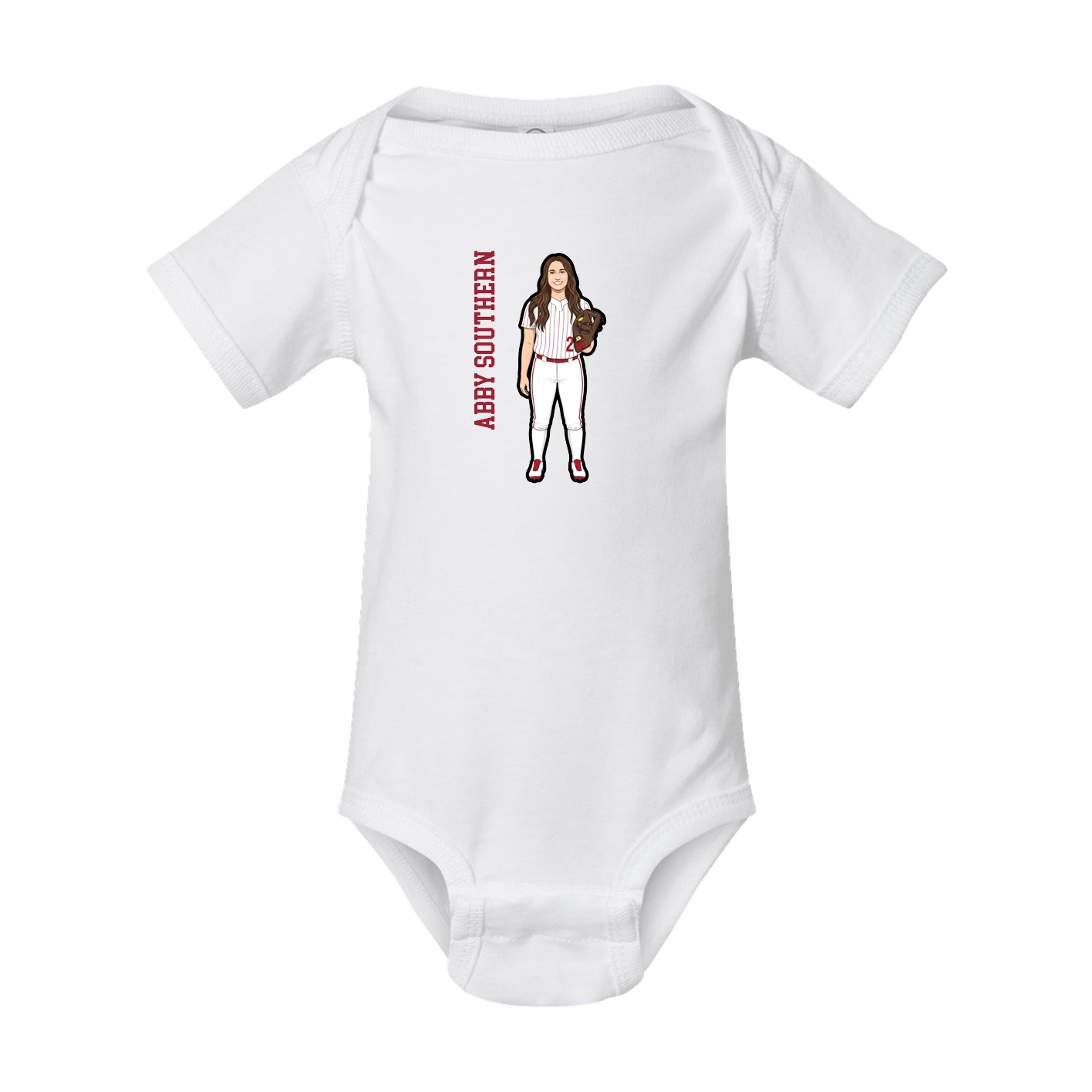 Baby Onesie — Name Vertical in White