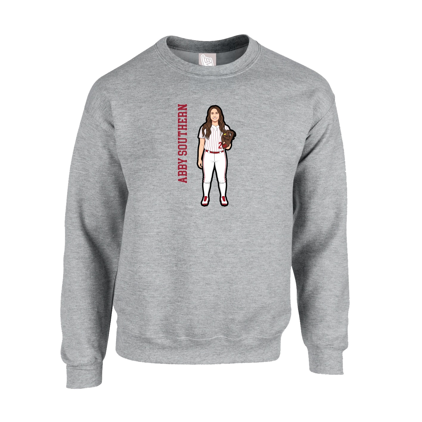 Fleece Crew — Name Vertical in Grey