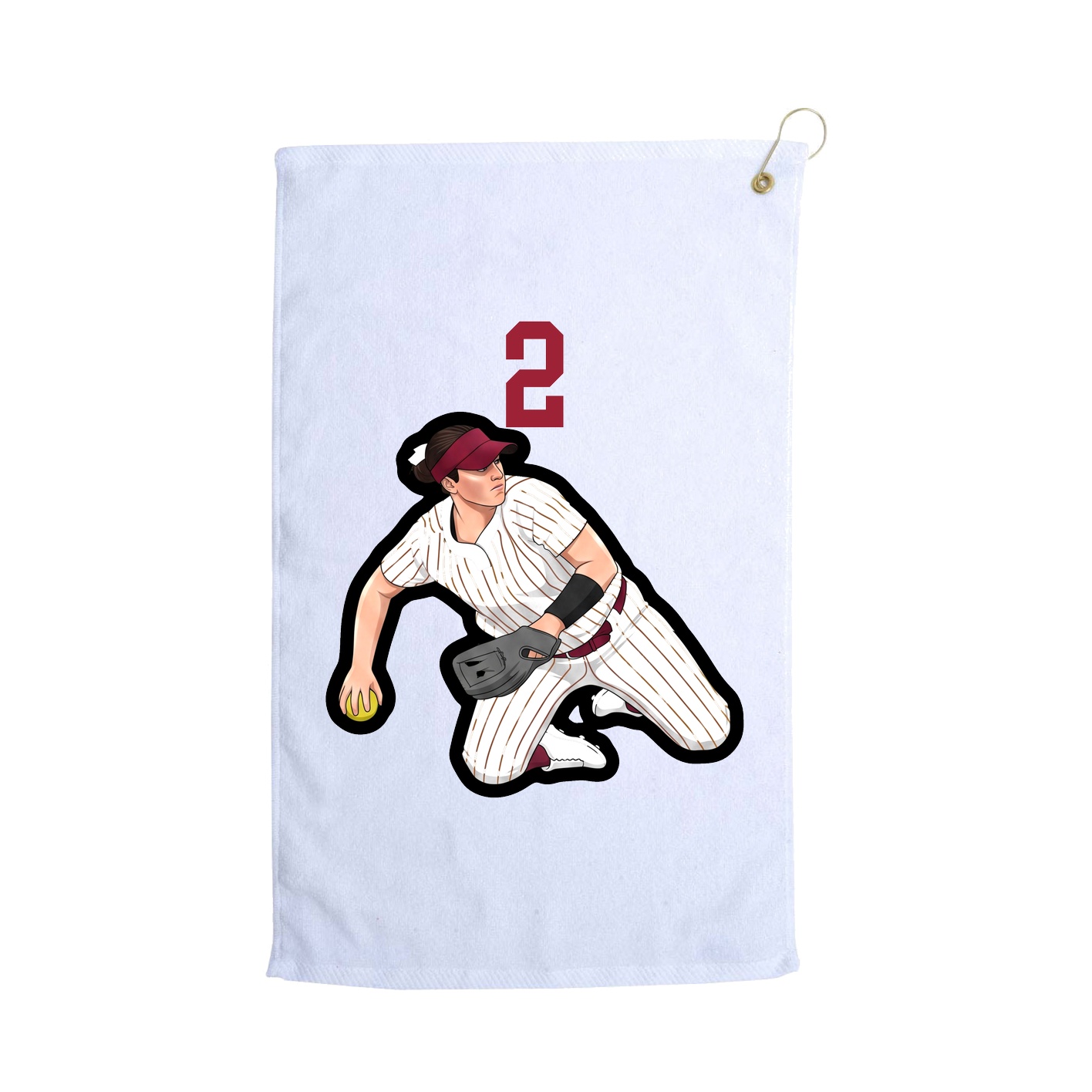 Golf Towel — Number Top in White