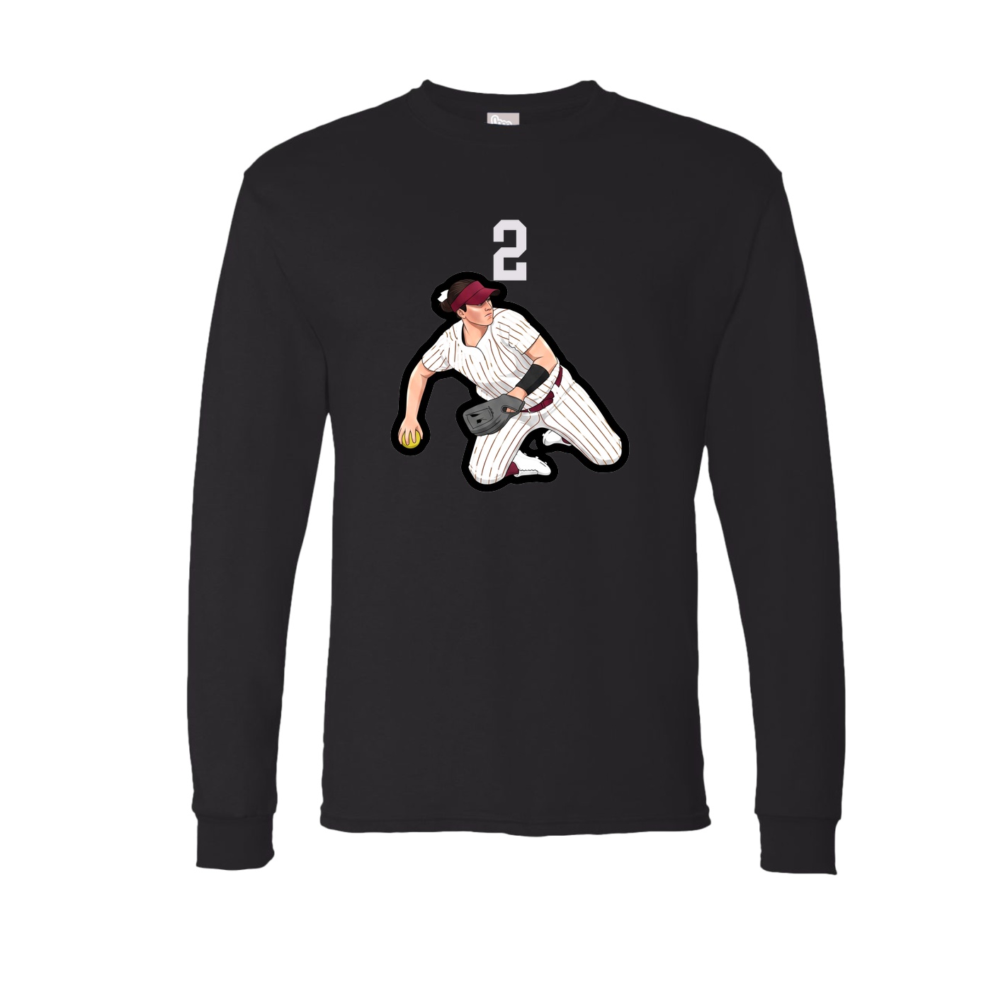 Long Sleeve Tee — Number Top in Black