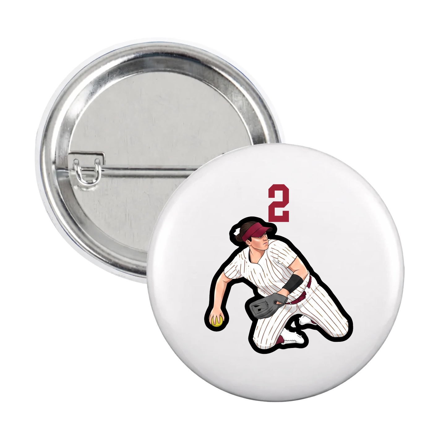 Game Day Button — Number Top in White