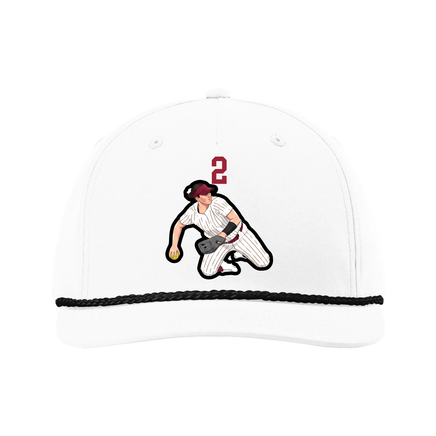 Five-Panel Classic Rope Cap — Number Top in White