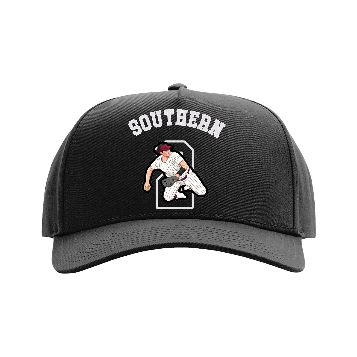 Full Fabric Five-Panel Champ Cap — Shirsey Arch in Black