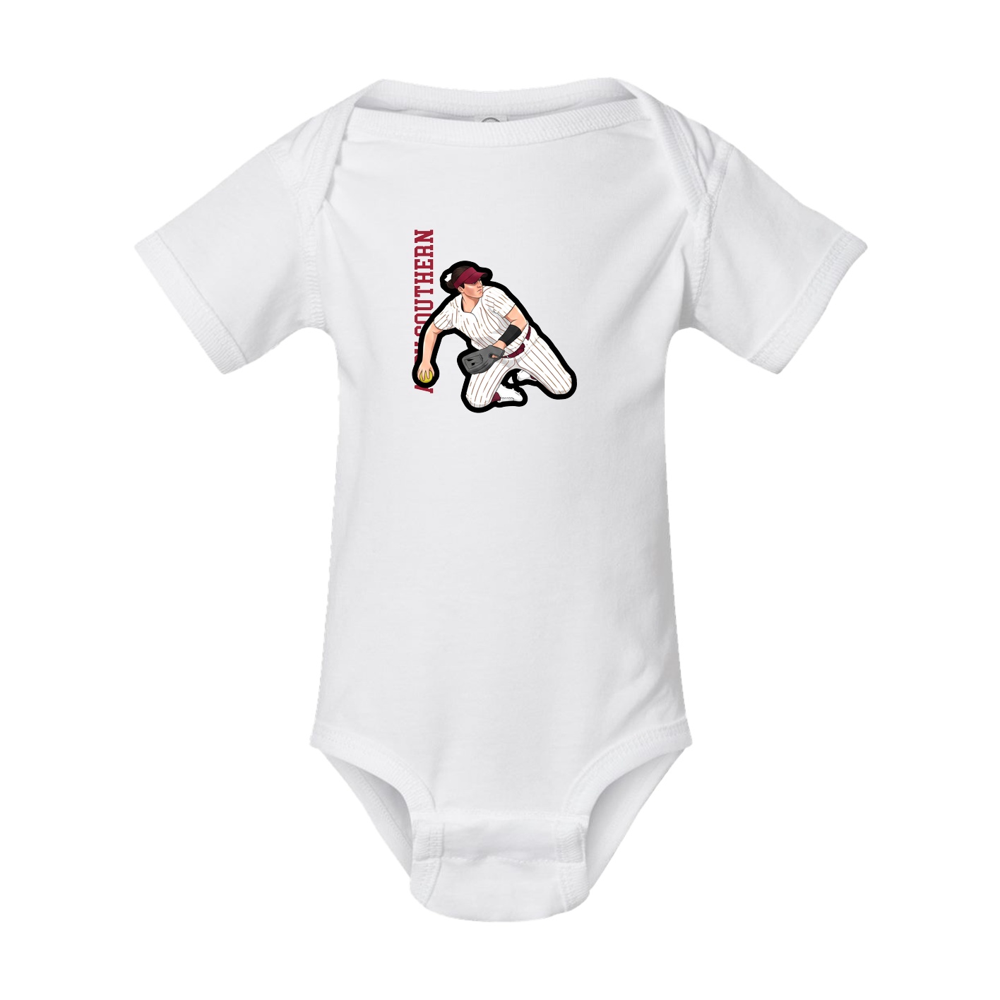 Baby Onesie — Name Vertical in White