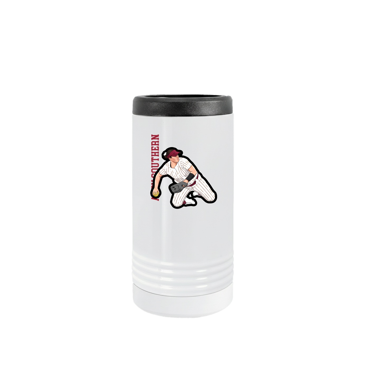 Slim Beverage Holder — Name Vertical in White