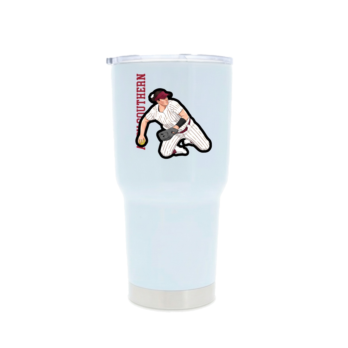 30oz Stainless Steel Tumbler — Name Vertical in White