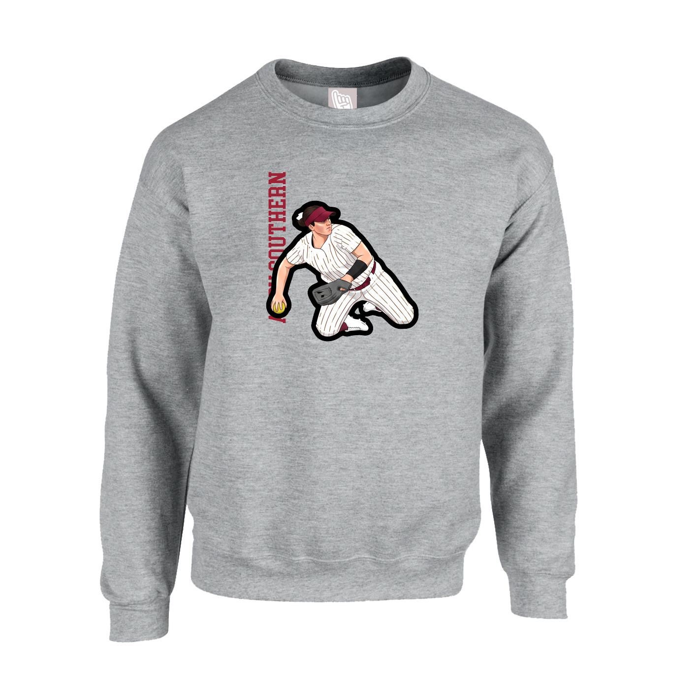Fleece Crew — Name Vertical in Grey