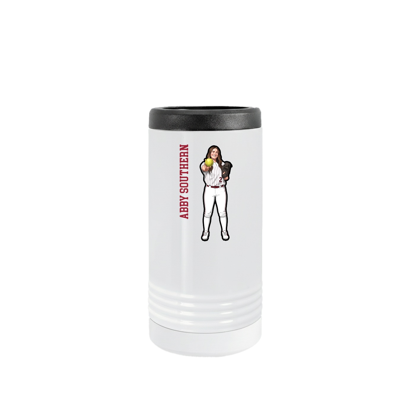 Slim Beverage Holder — Name Vertical in White