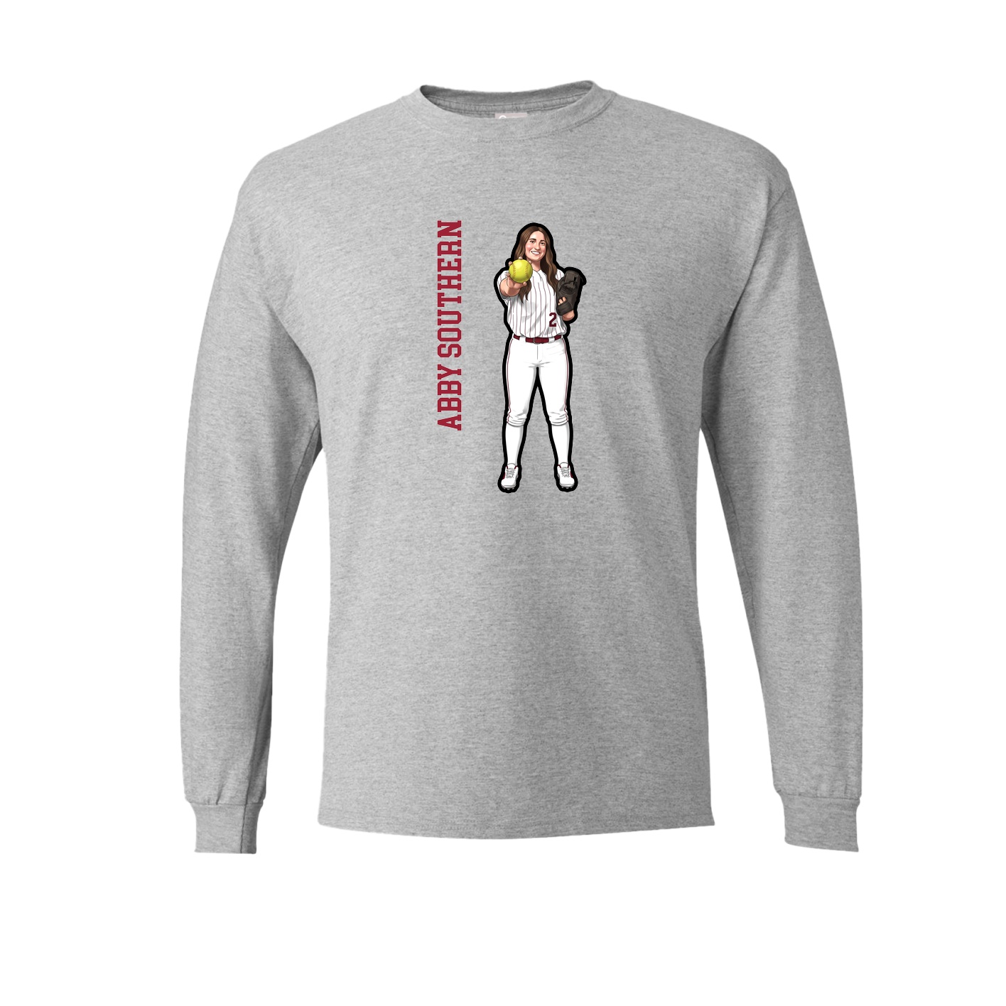 Long Sleeve Tee — Name Vertical in Grey