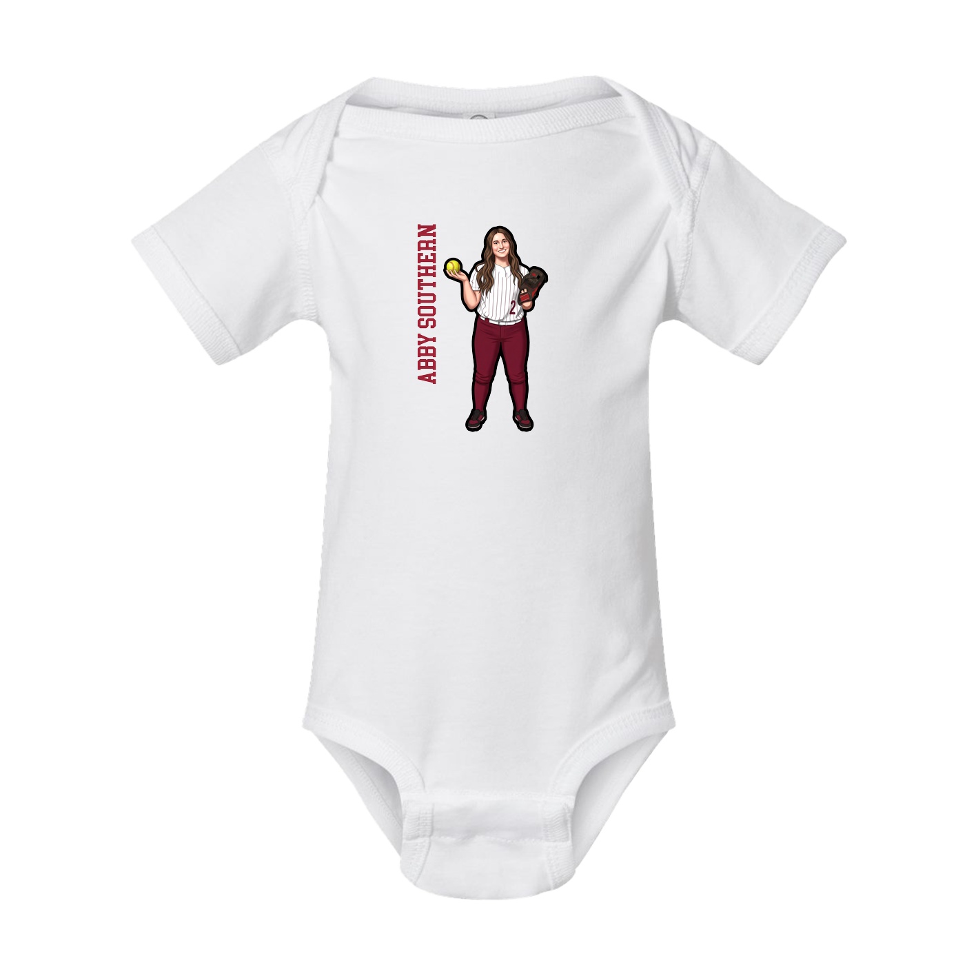Baby Onesie — Name Vertical in White