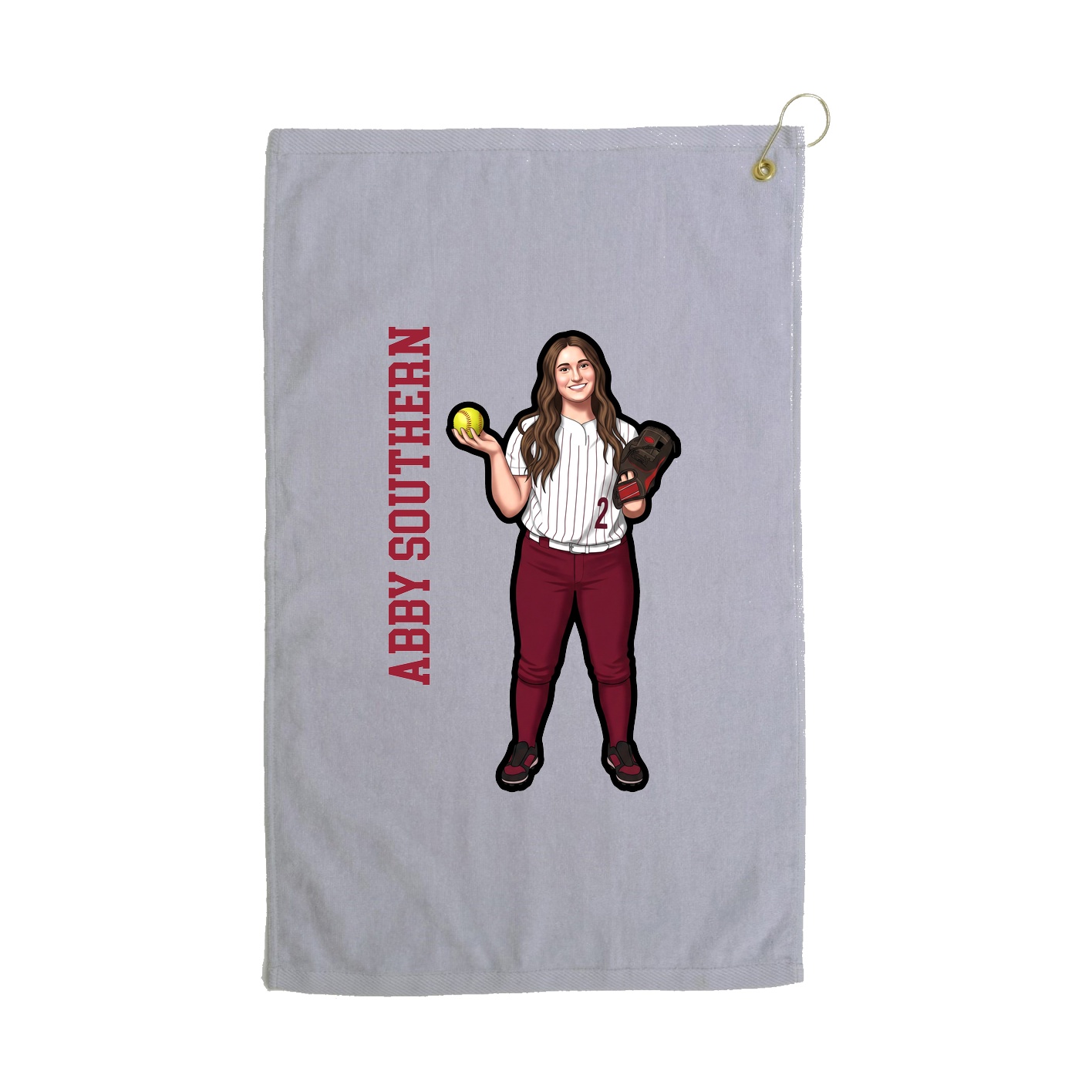 Golf Towel — Name Vertical in Grey