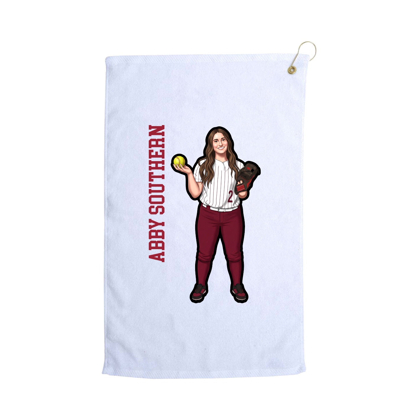 Golf Towel — Name Vertical in White
