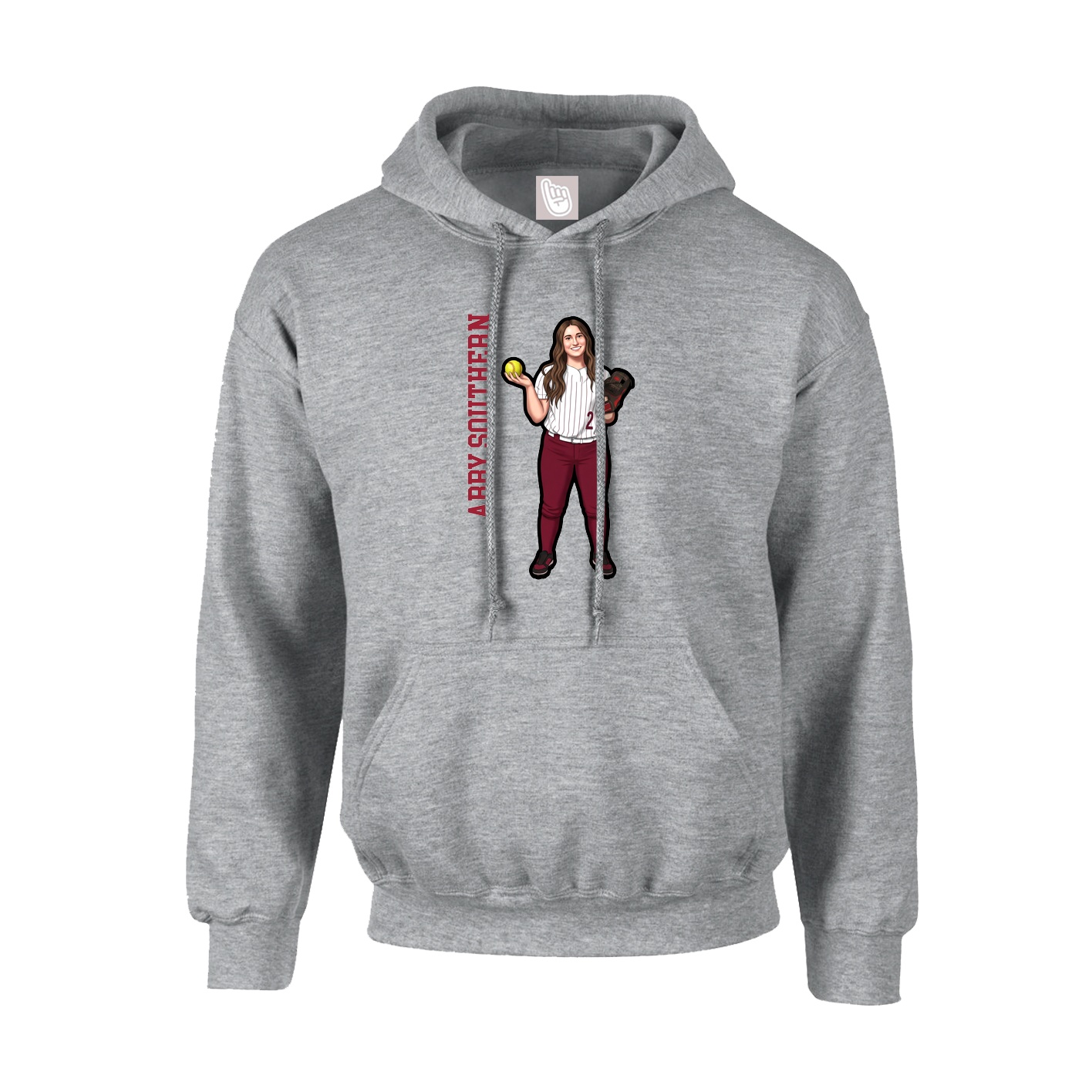 Hoodie — Name Vertical in Grey