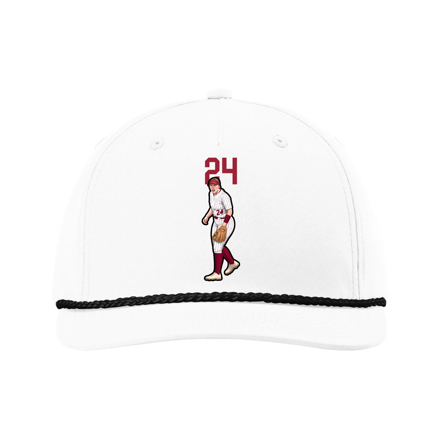 Five-Panel Classic Rope Cap — Number Top in White