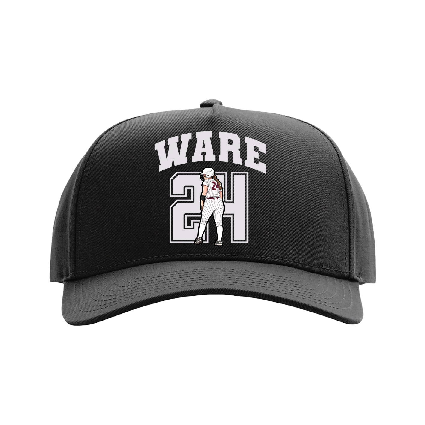 Full Fabric Five-Panel Champ Cap — Number in Black
