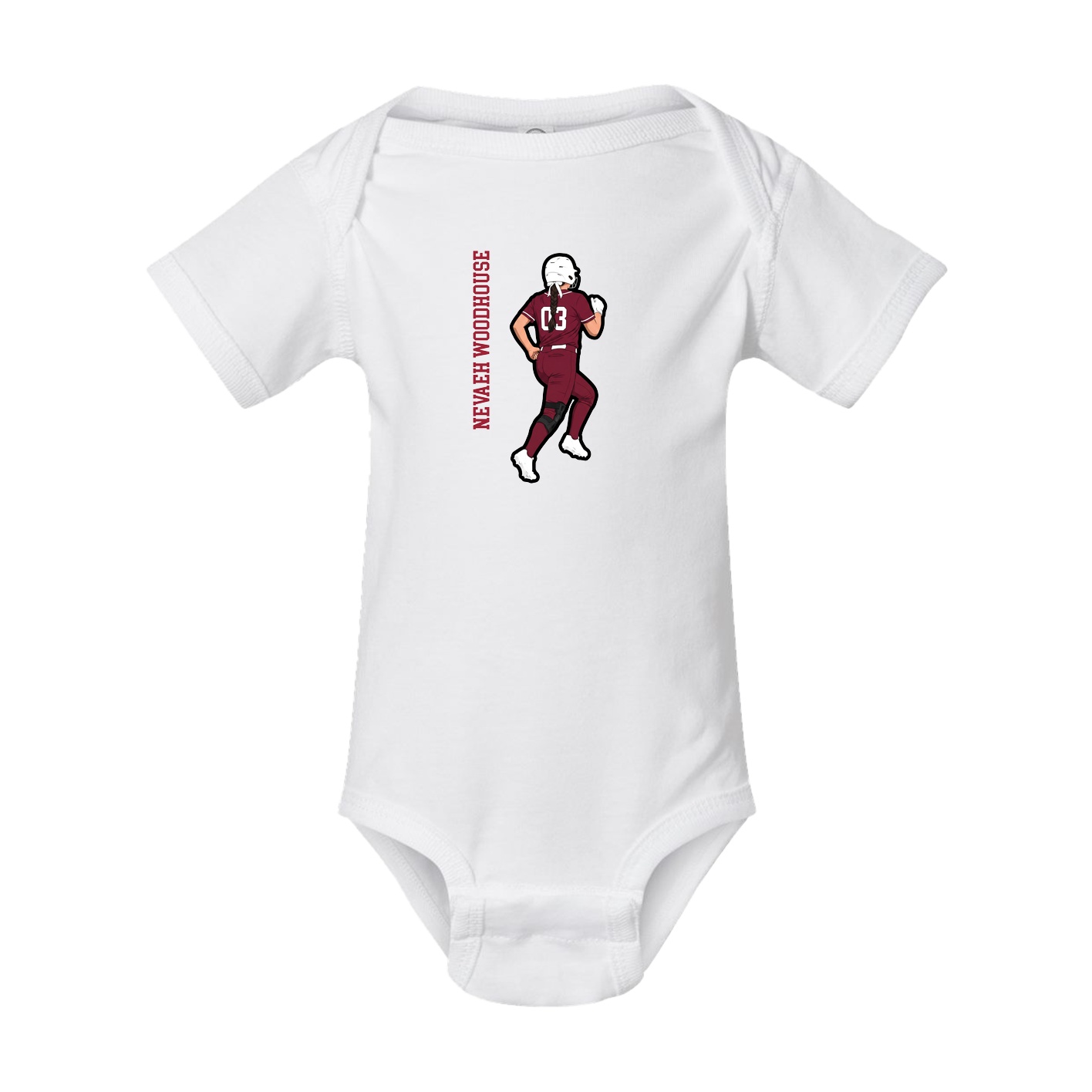 Baby Onesie — Name Vertical in White