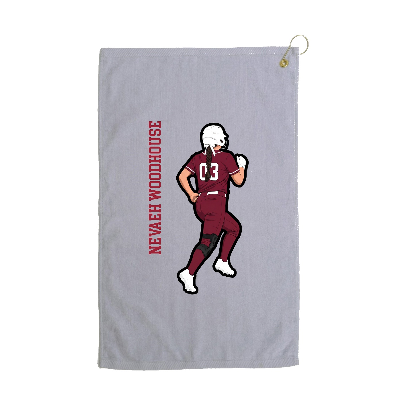 Golf Towel — Name Vertical in Grey