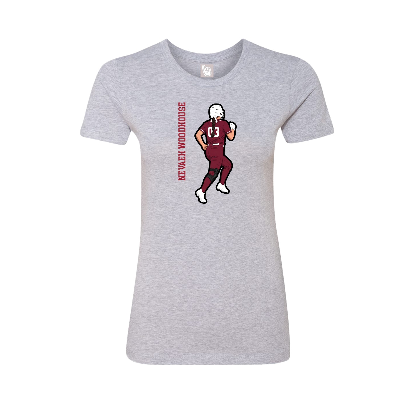 Fitted Women's Tee — Name Vertical in Grey