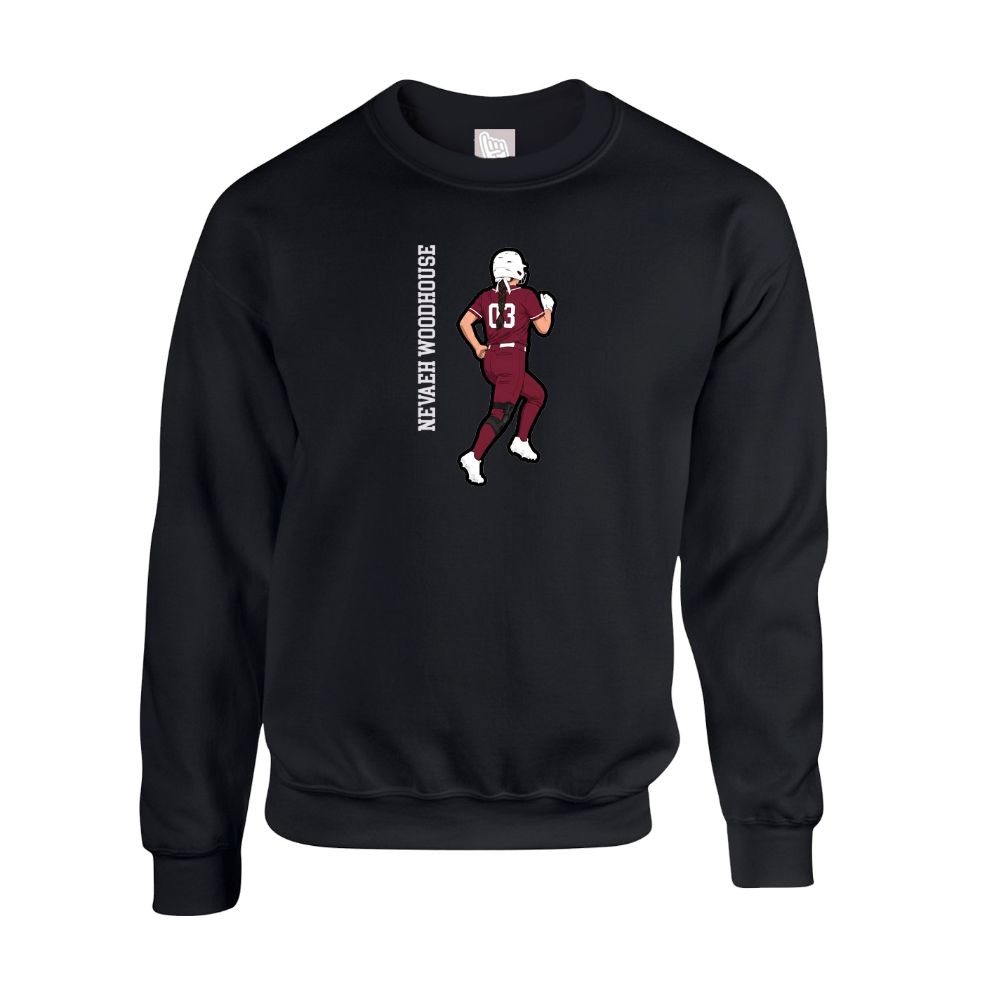 Fleece Crew — Name Vertical in Black