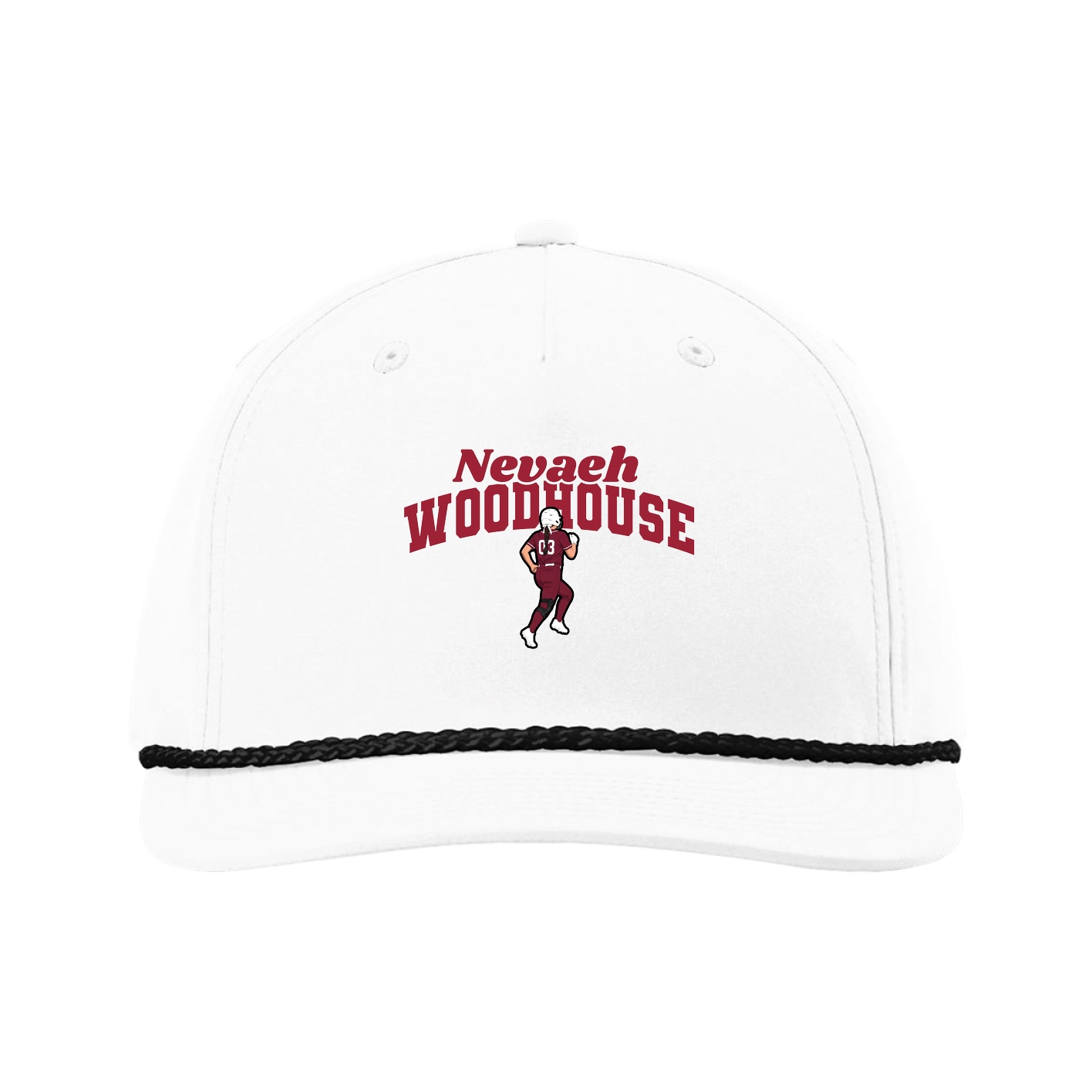 Five-Panel Classic Rope Cap — Signature Arch in White