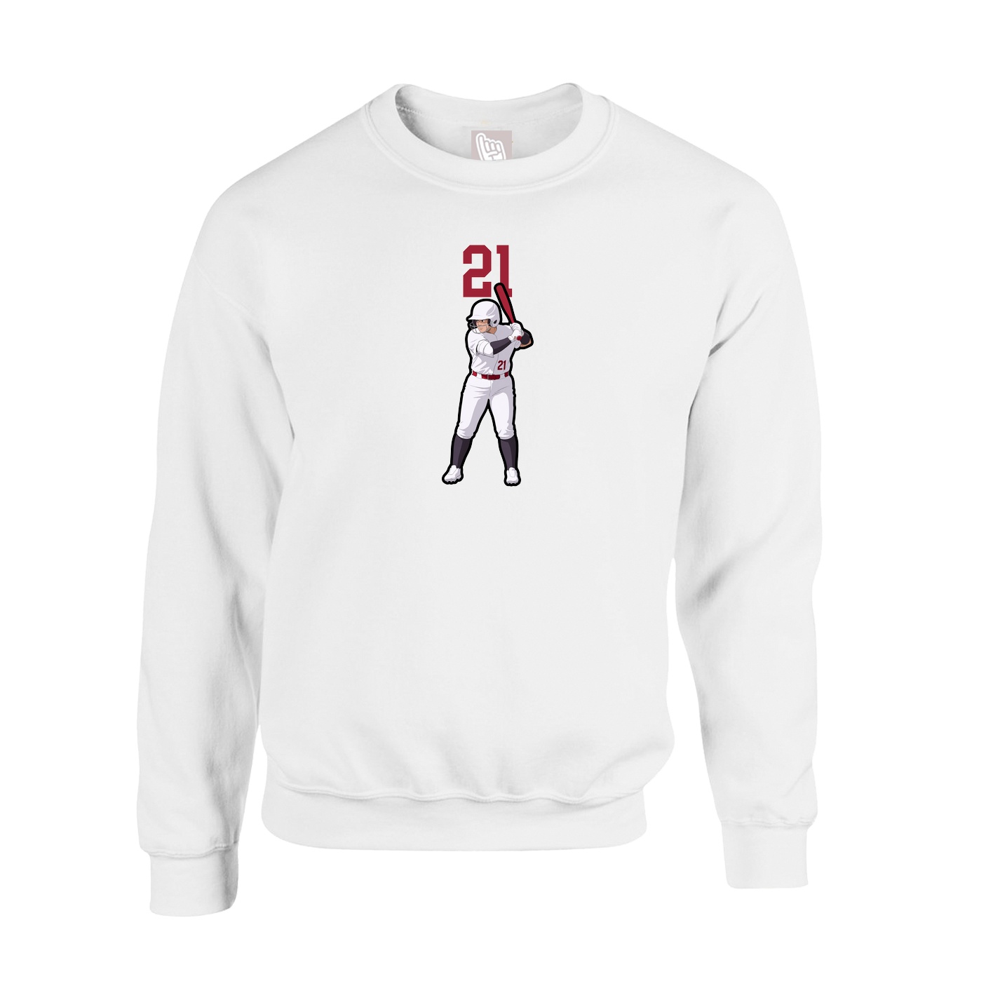 Fleece Crew — Number Top in White