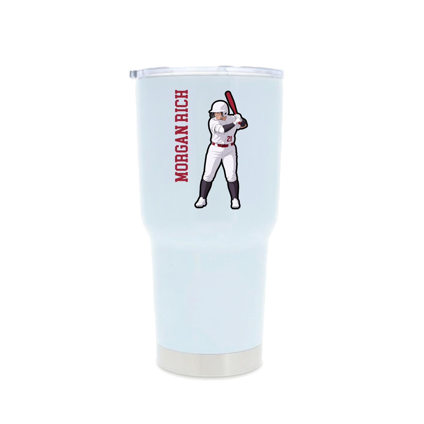 30oz Stainless Steel Tumbler — Name Vertical in White