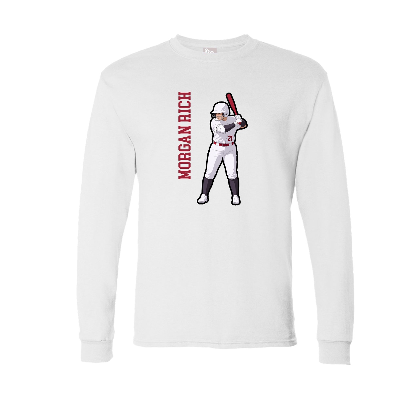 Long Sleeve Tee — Name Vertical in White