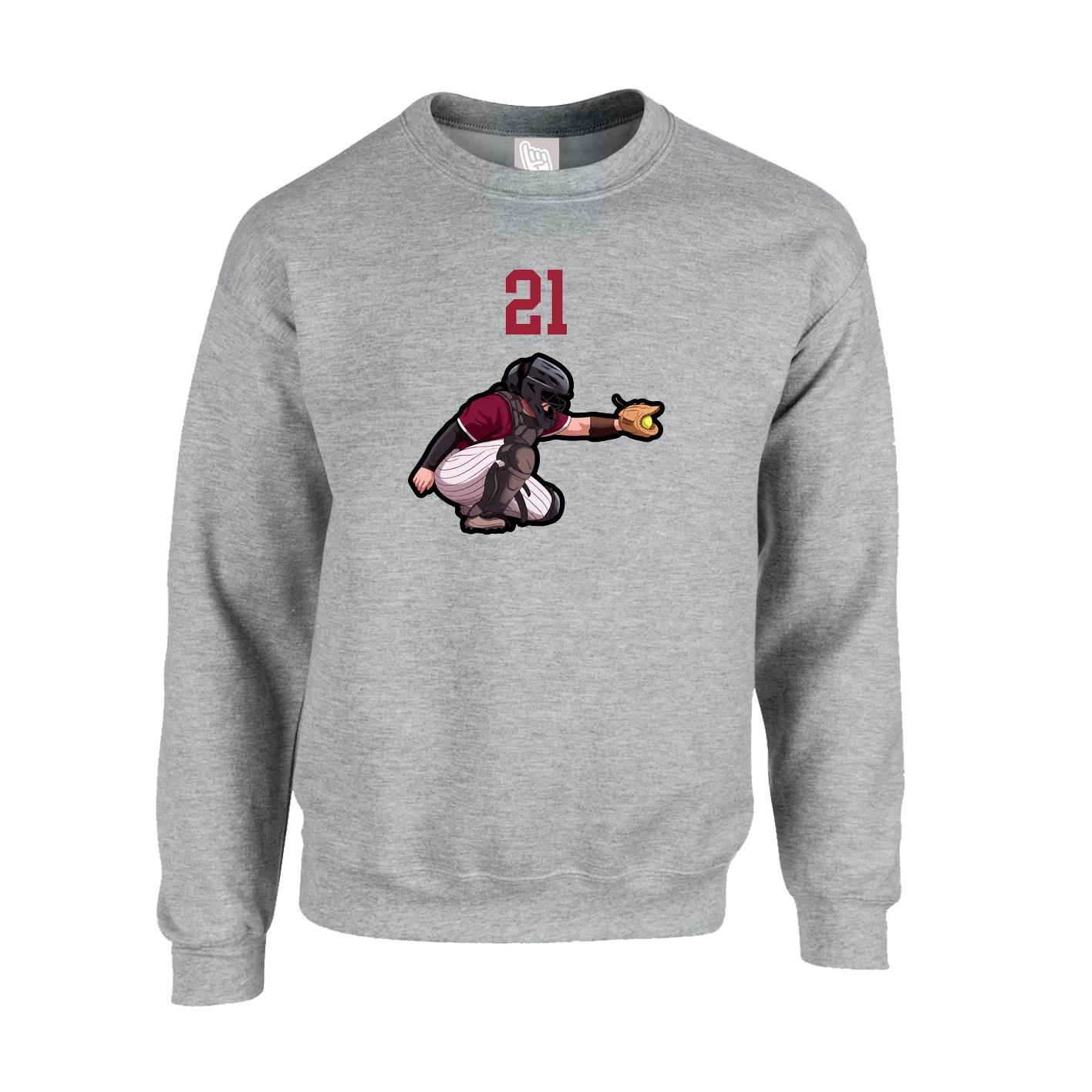 Fleece Crew — Number Top in Grey