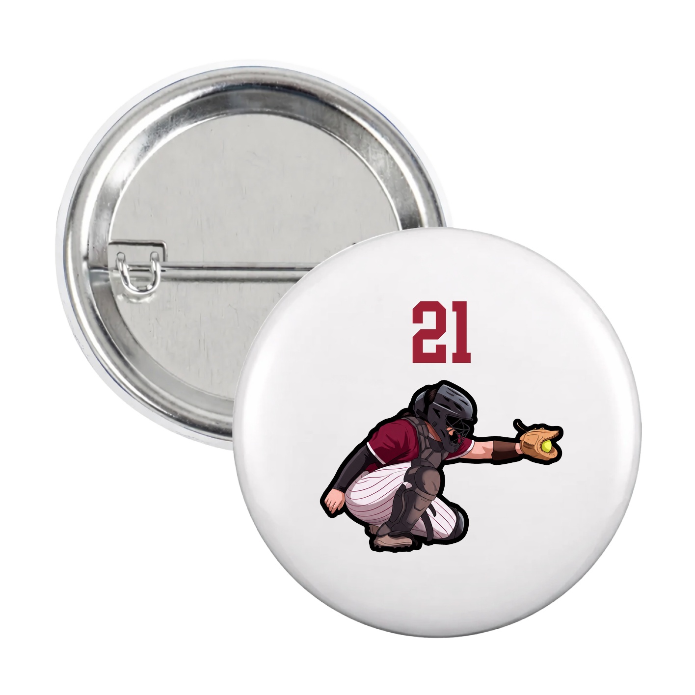 Game Day Button — Number Top in White
