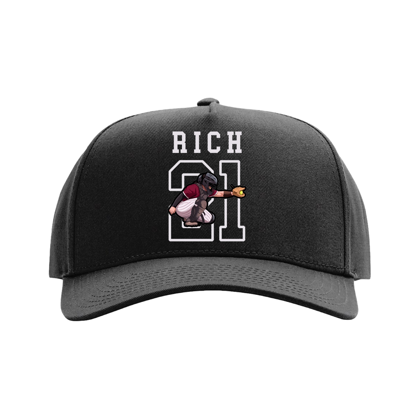 Full Fabric Five-Panel Champ Cap — Shirsey in Black