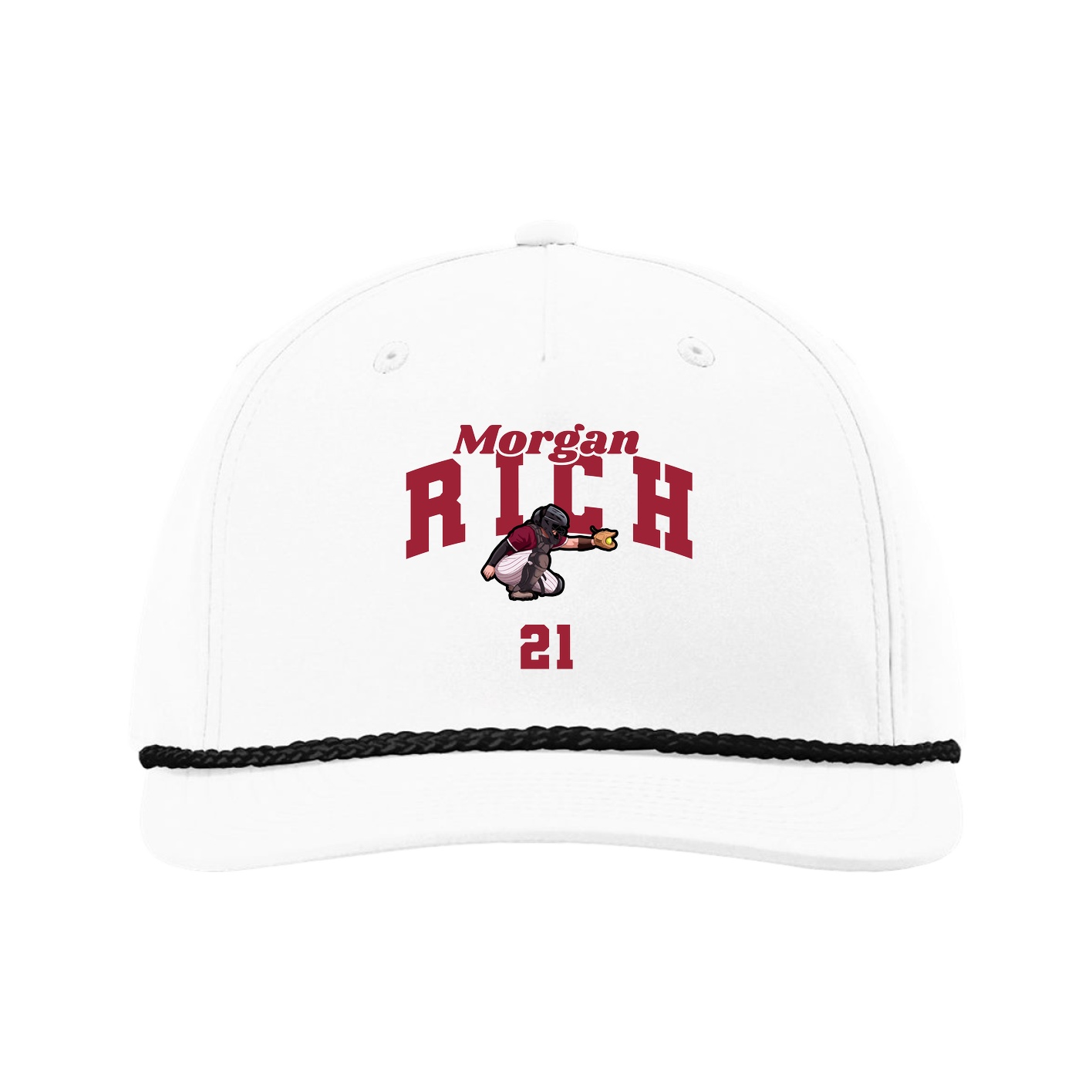 Five-Panel Classic Rope Cap — Signature Arch in White