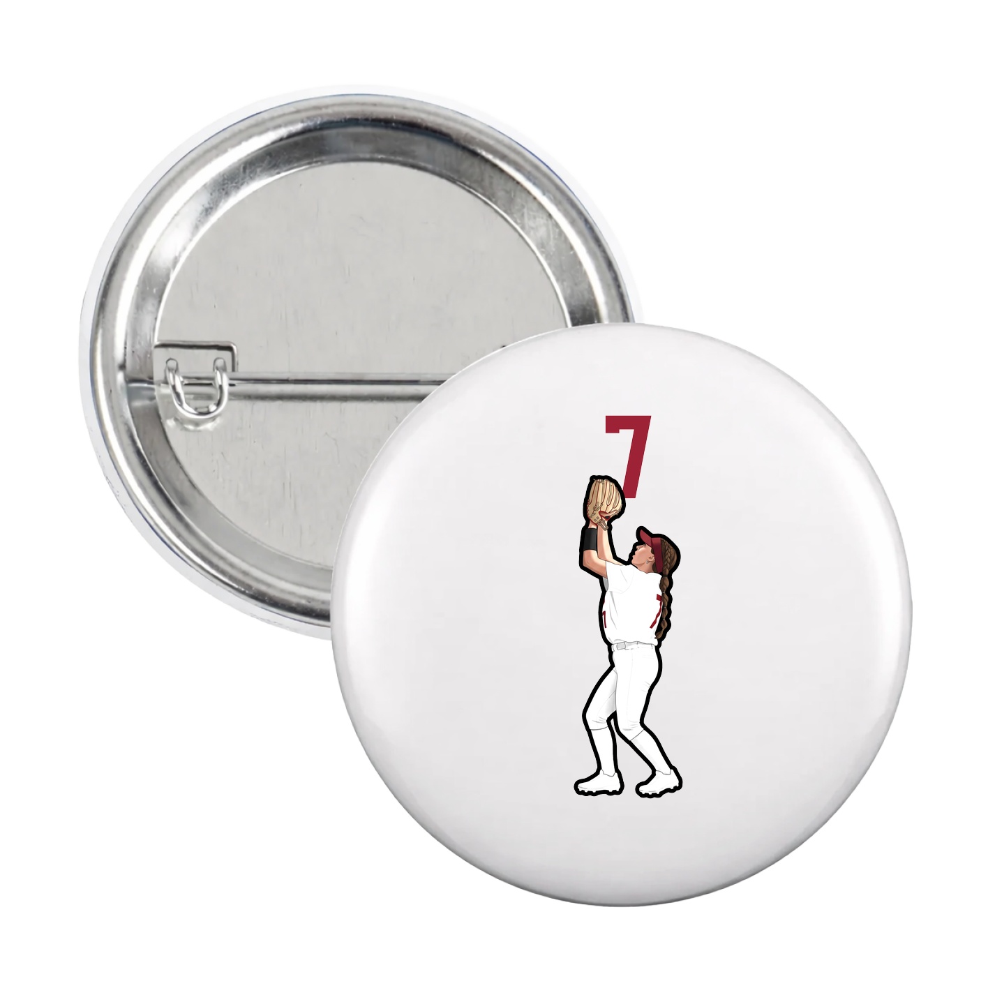Game Day Button — Number Top in White