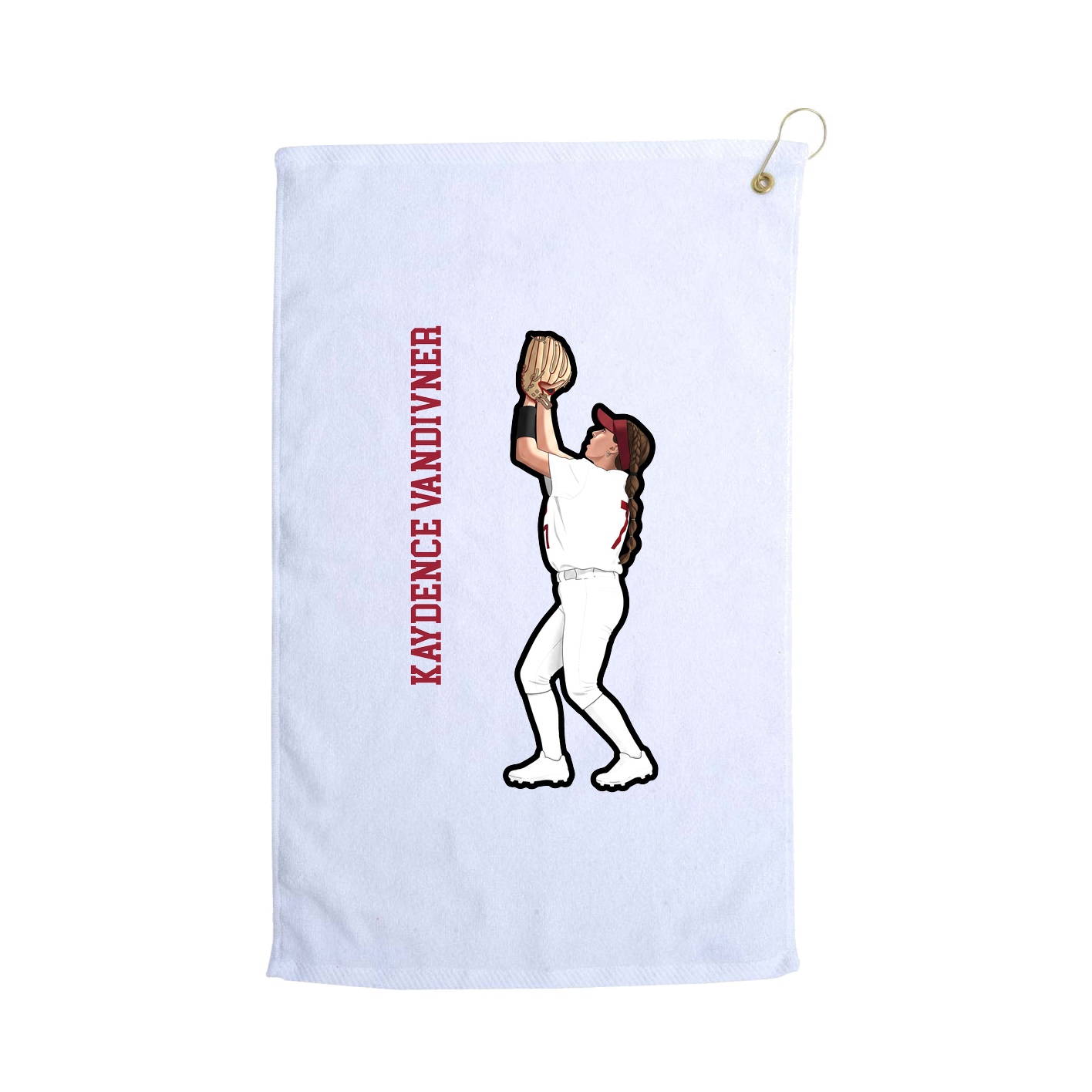 Golf Towel — Name Vertical in White