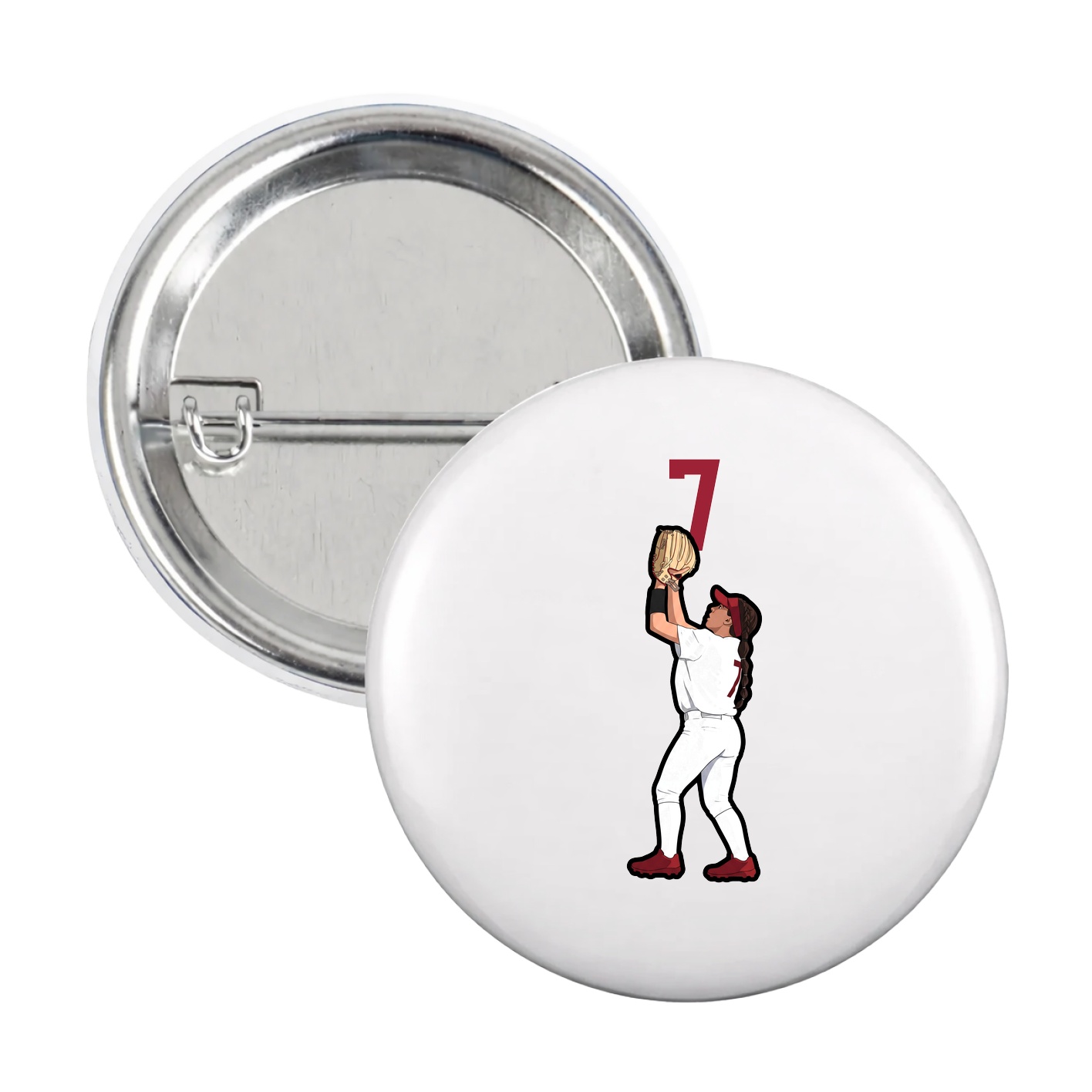 Game Day Button — Number Top in White