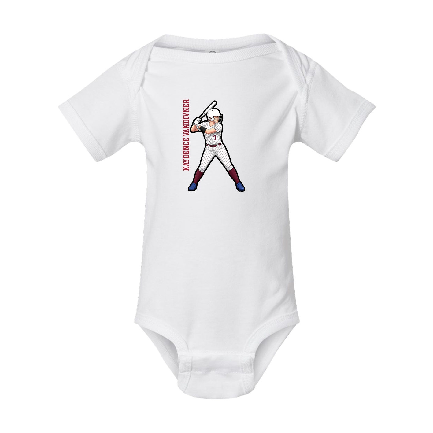 Baby Onesie — Name Vertical in White