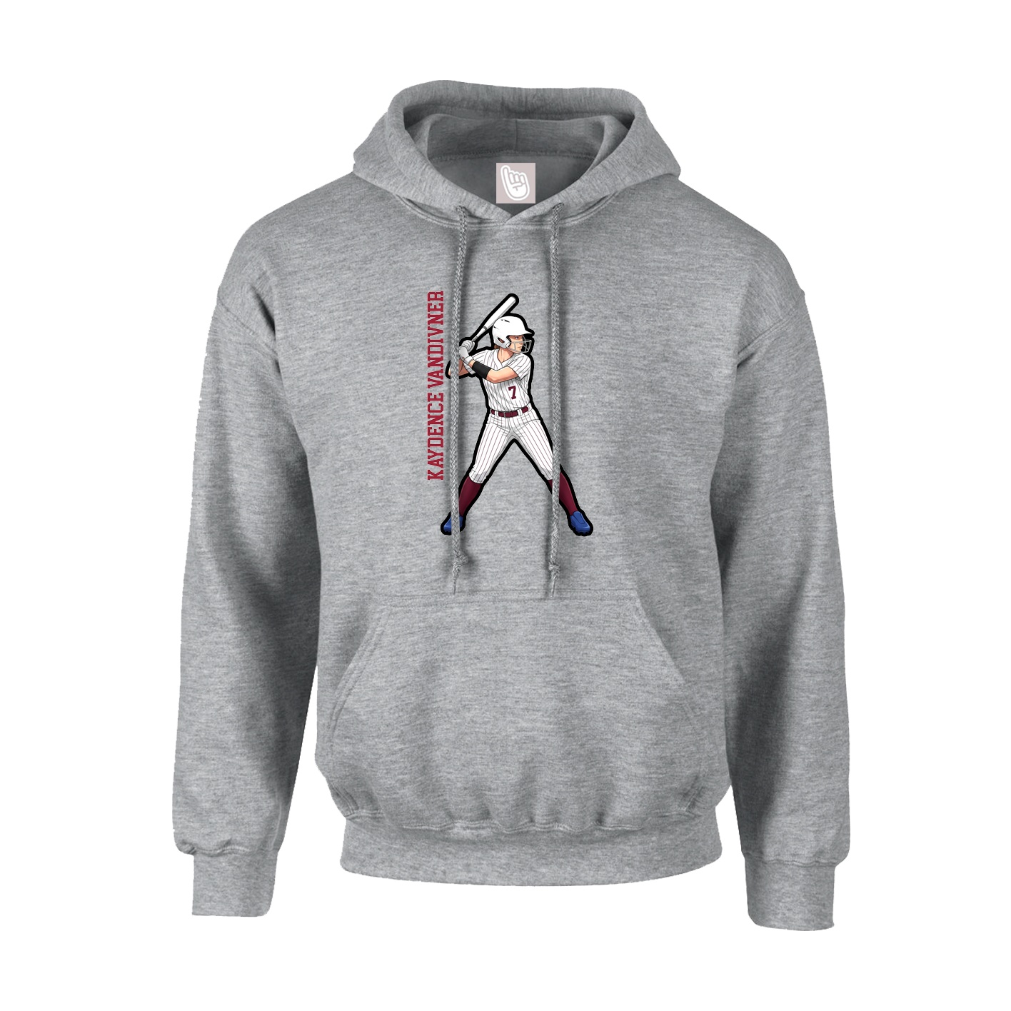 Hoodie — Name Vertical in Grey