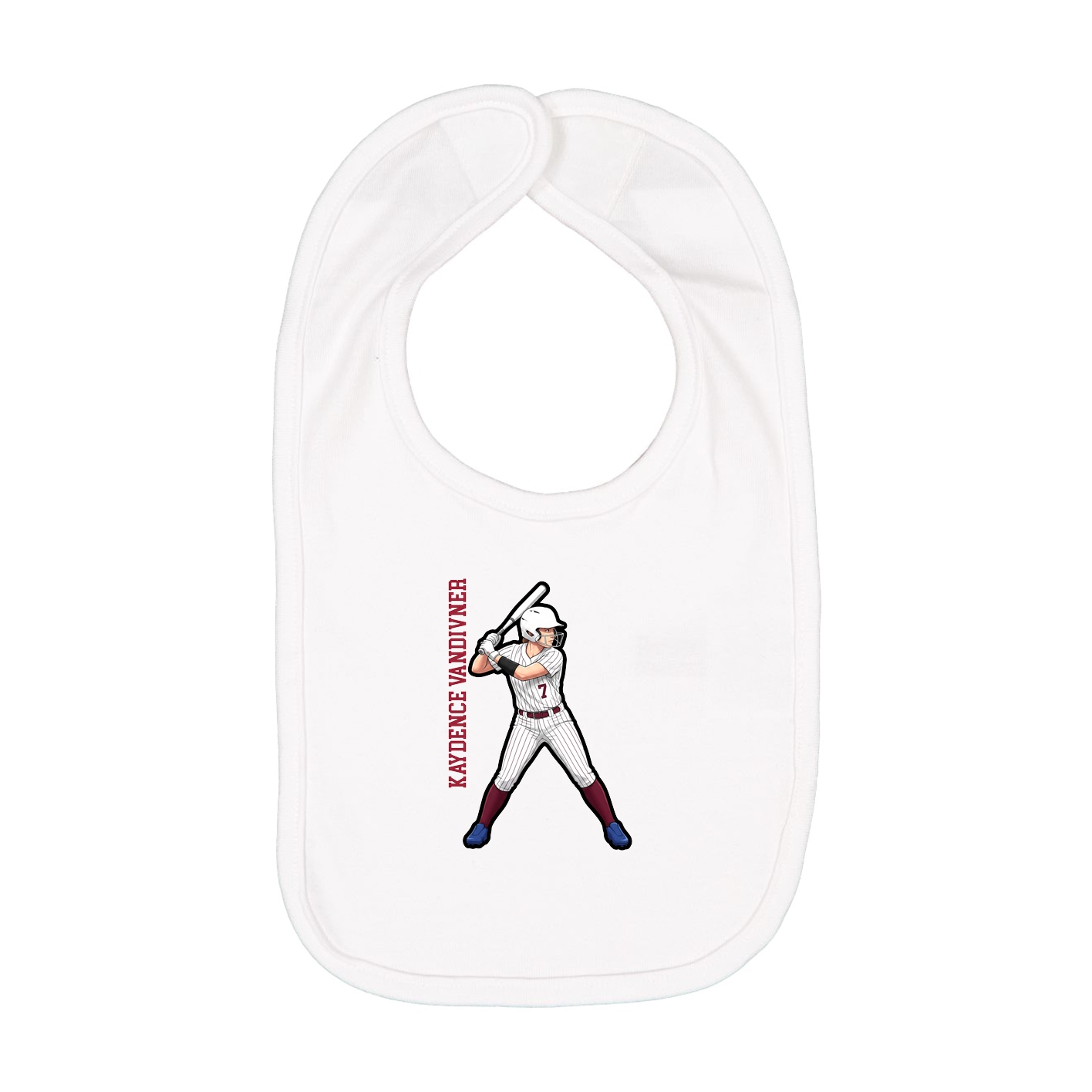 Infant Bib — Name Vertical in White
