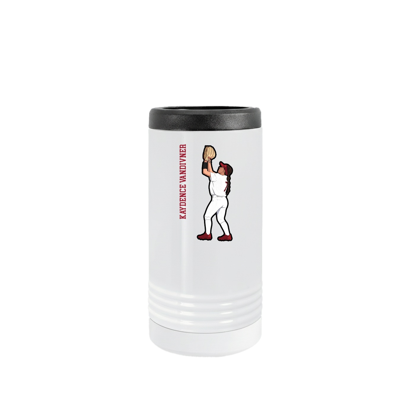Slim Beverage Holder — Name Vertical in White