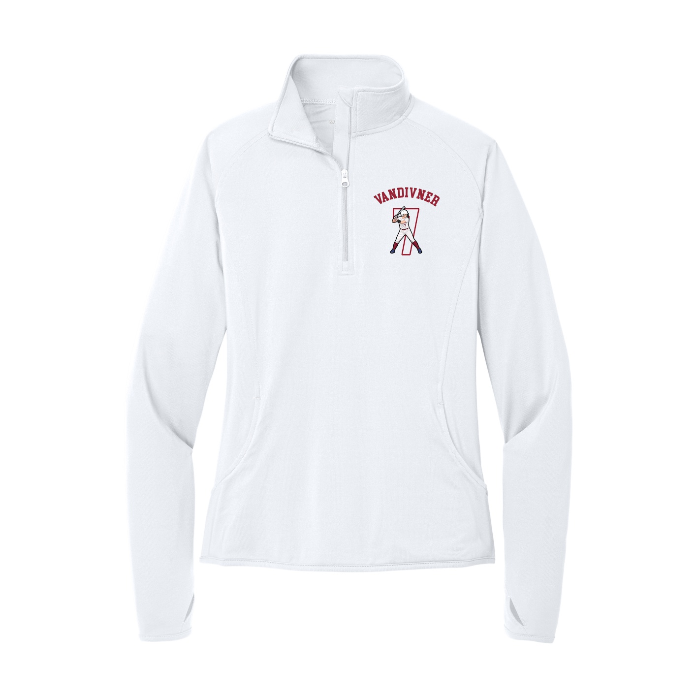 Women's Q-Zip Pullover — Shirsey Arch in White