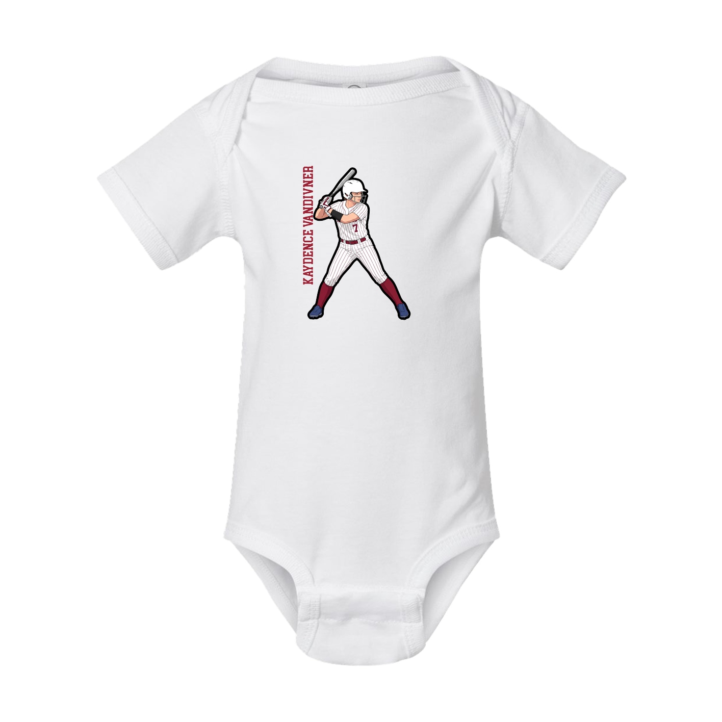 Baby Onesie — Name Vertical in White