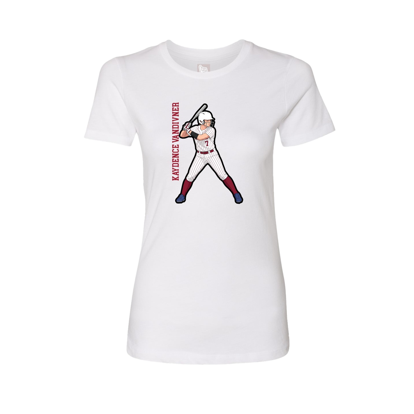 Womens Tee — Name Vertical in White