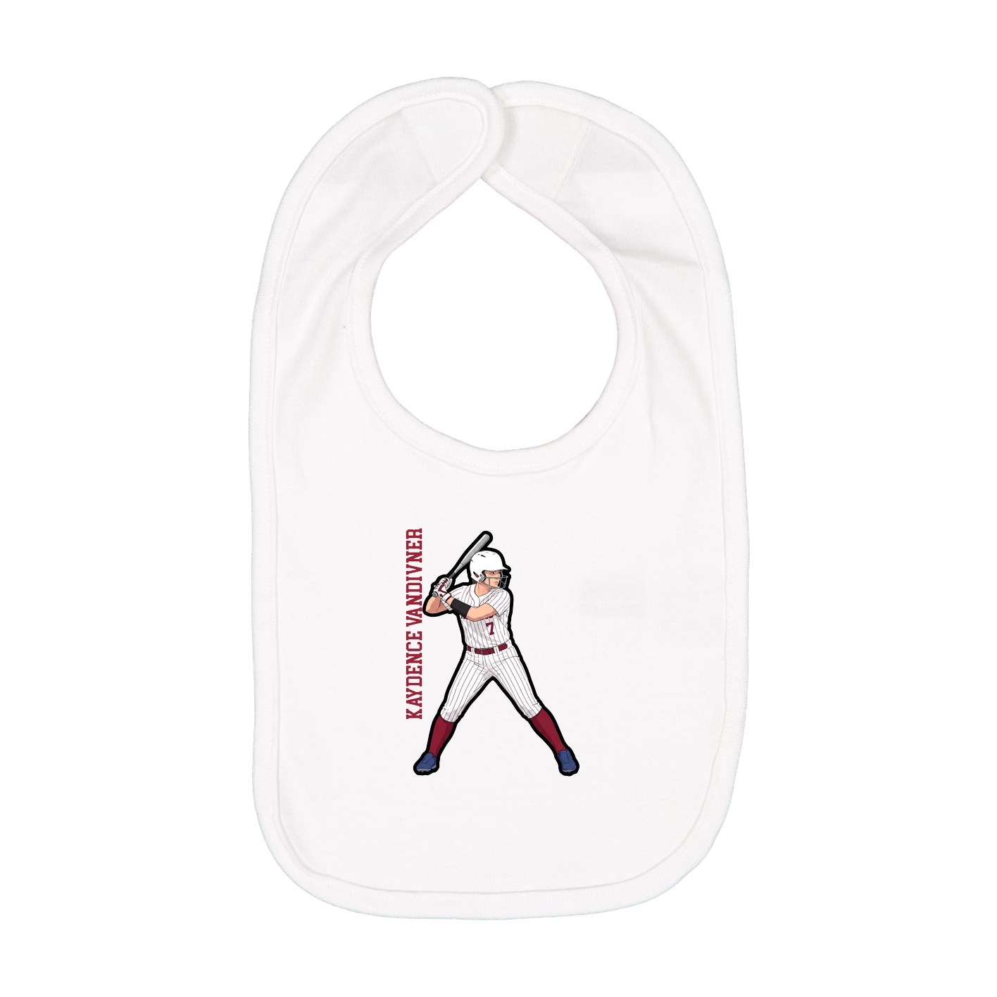 Infant Bib — Name Vertical in White
