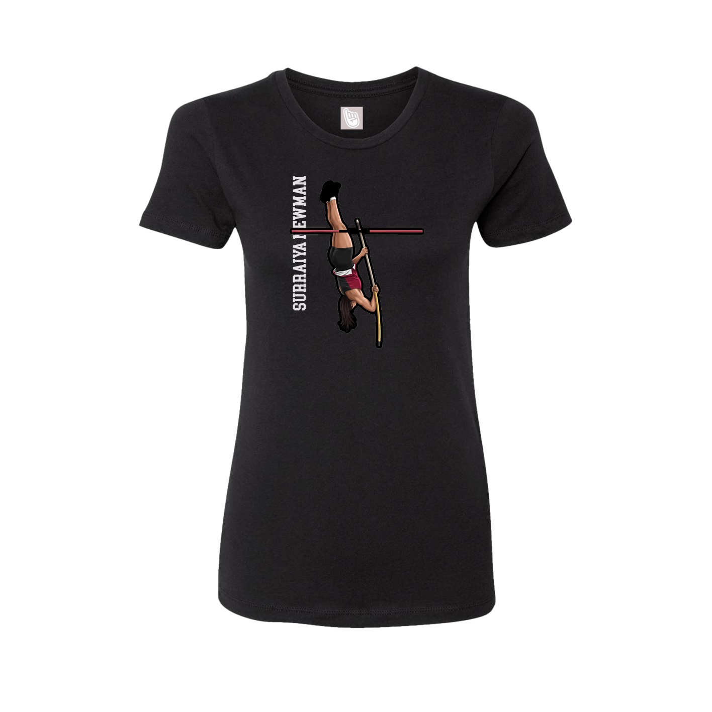 Fitted Women's Tee — Name Vertical in Black