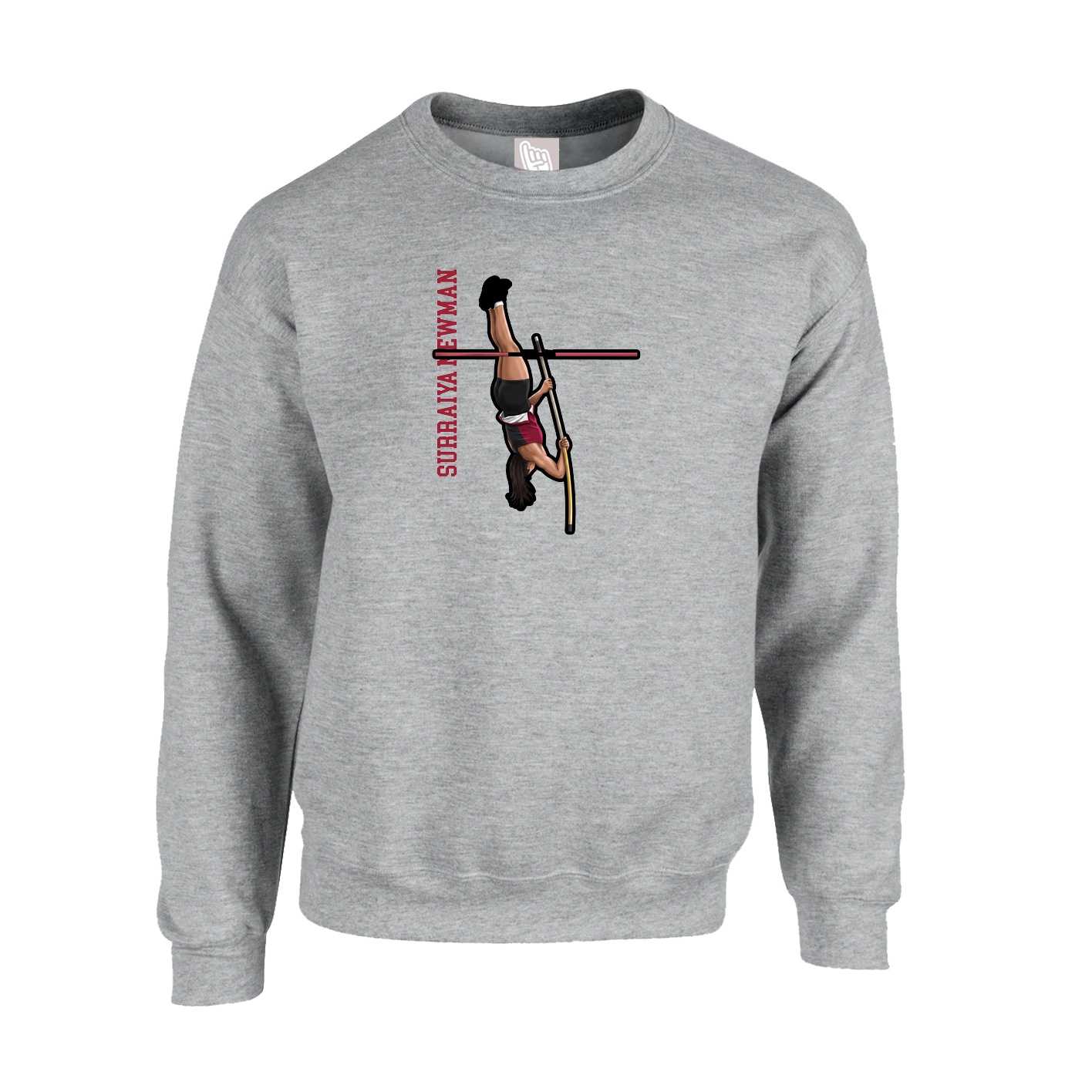 Fleece Crew — Name Vertical in Grey