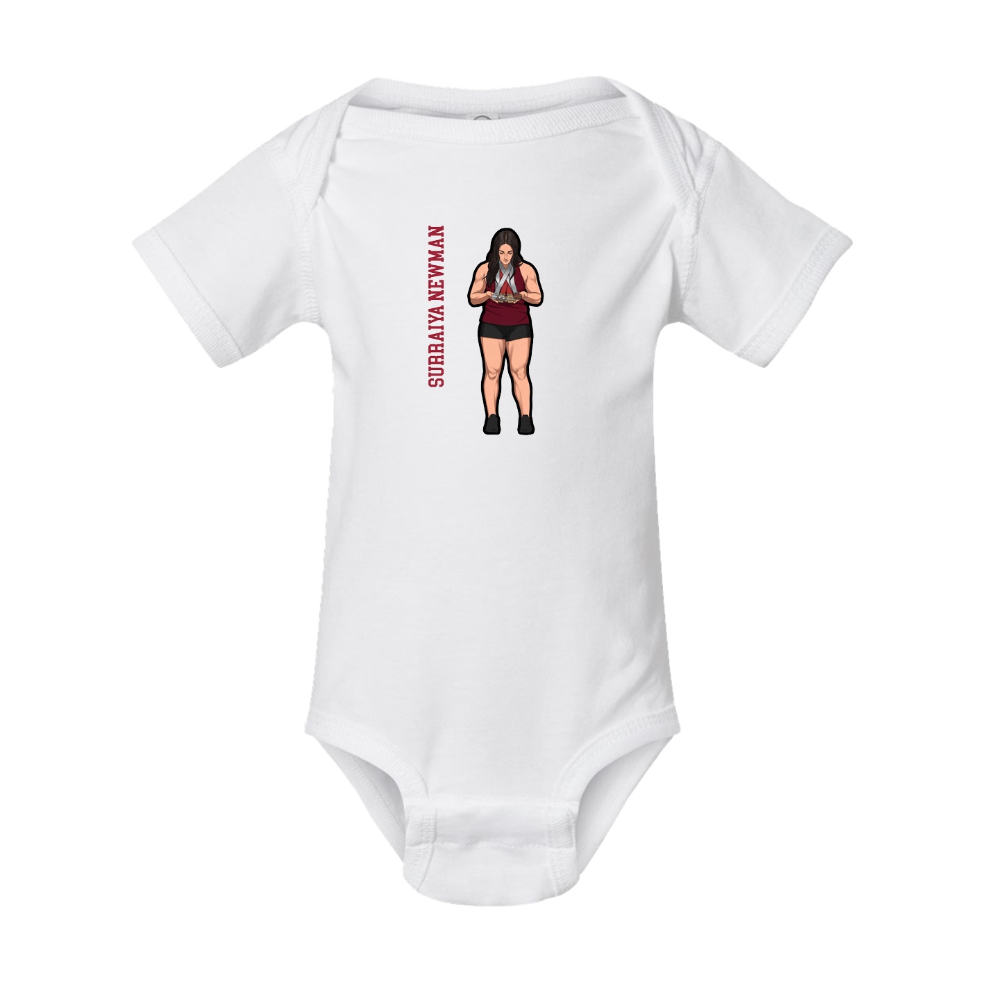 Baby Onesie — Name Vertical in White