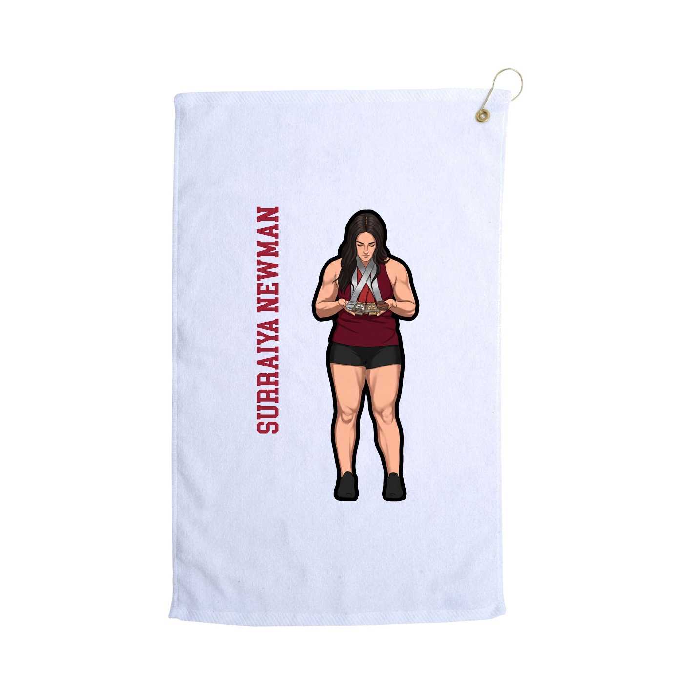 Golf Towel — Name Vertical in White