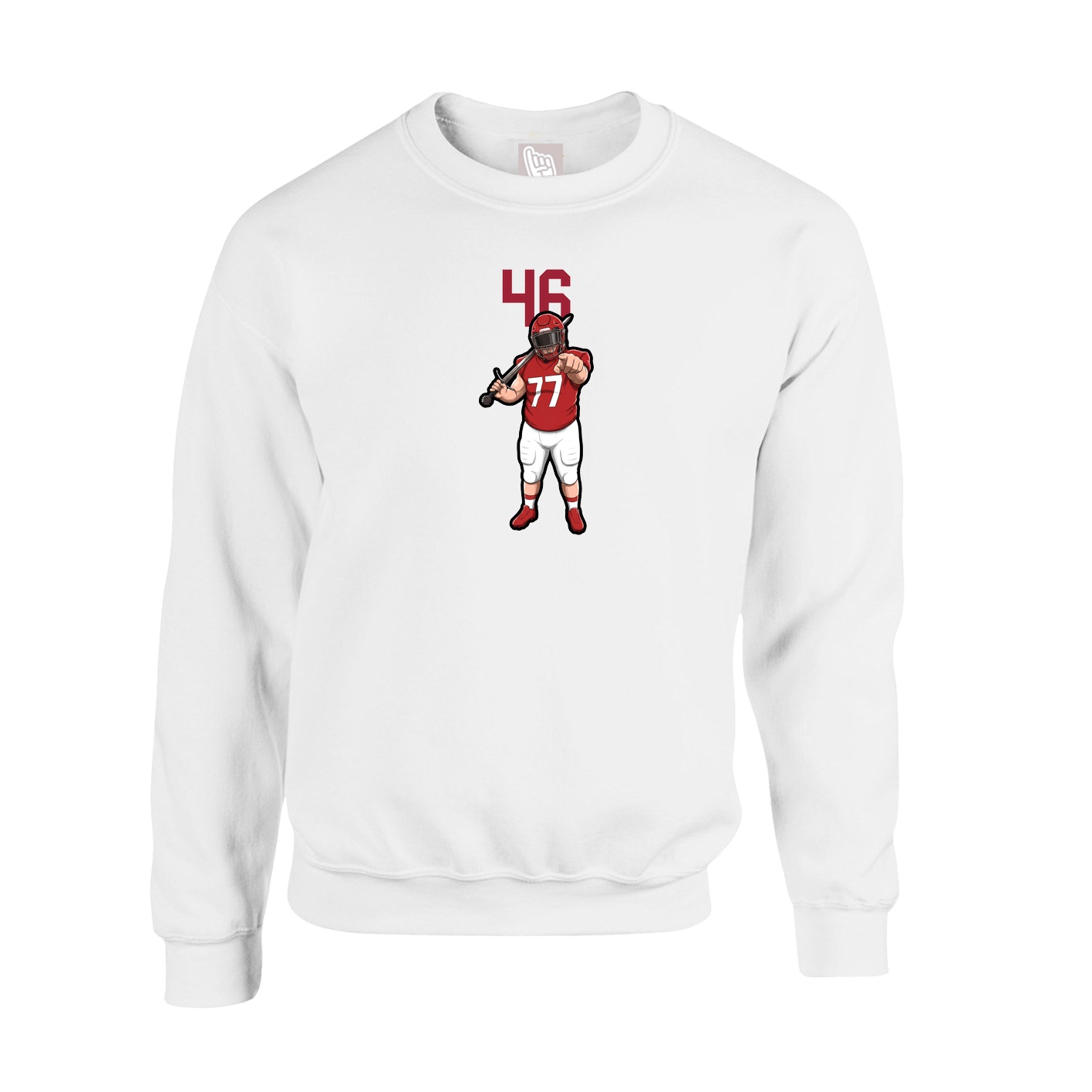 Fleece Crew — Number Top in White