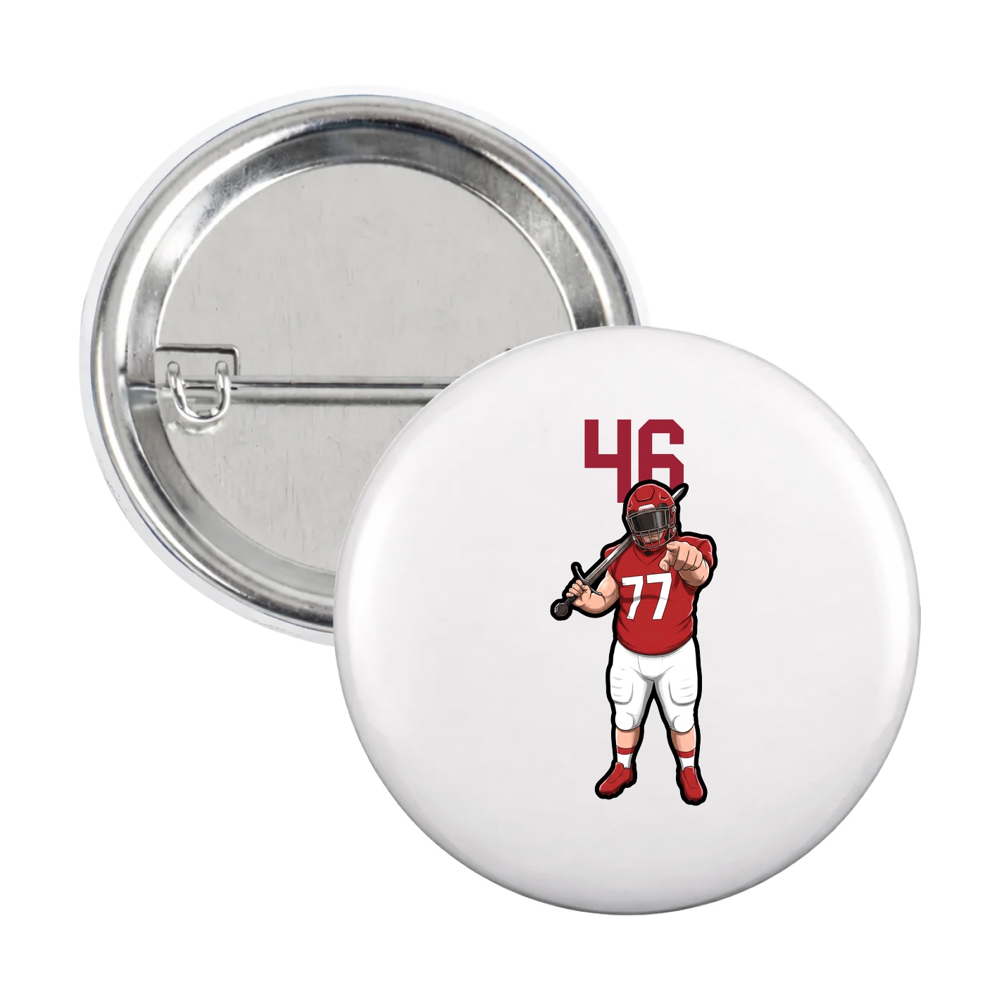 Game Day Button — Number Top in White