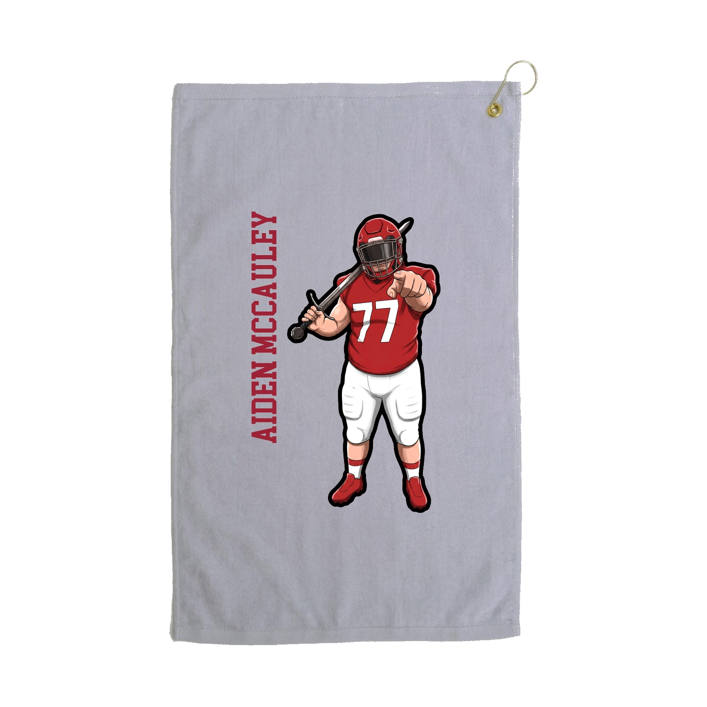 Golf Towel — Name Vertical in Grey